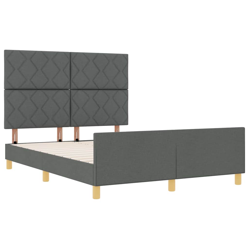 Sengestel Med Hovedgærde Mørkegrå 140 X 190 Cm Stof - Billede 6