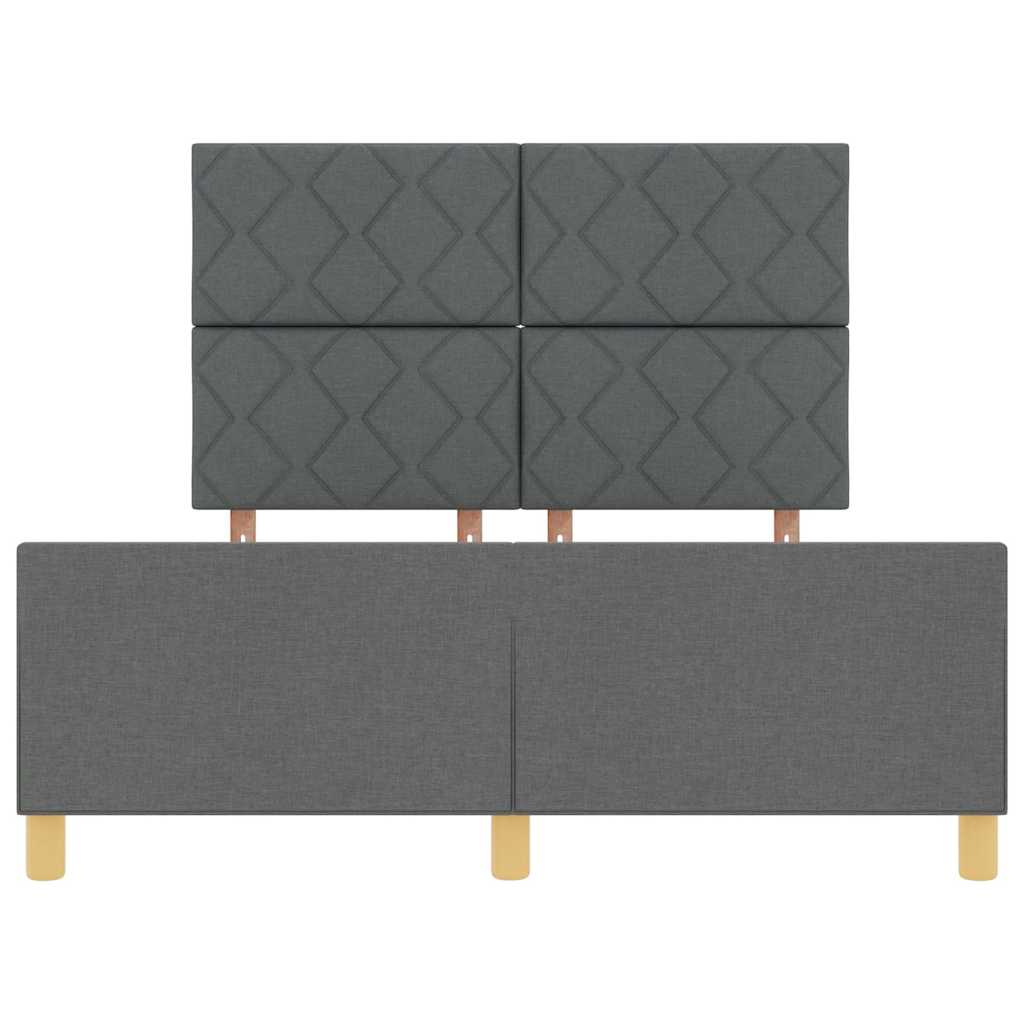 Sengestel Med Hovedgærde Mørkegrå 140 X 190 Cm Stof - Billede 8