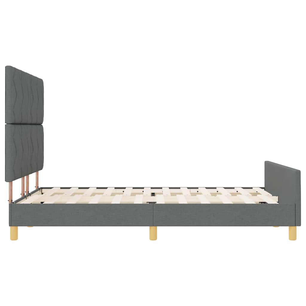 Sengestel Med Hovedgærde Mørkegrå 140 X 190 Cm Stof - Billede 9