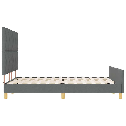Sengestel Med Hovedgærde Mørkegrå 140 X 190 Cm Stof - Billede 9