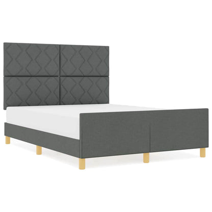 Sengestel Med Hovedgærde Mørkegrå 140 X 190 Cm Stof - Billede 4