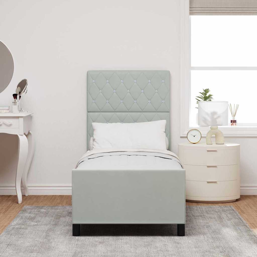 Sengestel Med Hovedgærde Lysegrå 80 X 200 Cm Fløjl - Billede 5