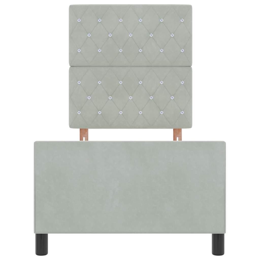 Sengestel Med Hovedgærde Lysegrå 80 X 200 Cm Fløjl - Billede 8