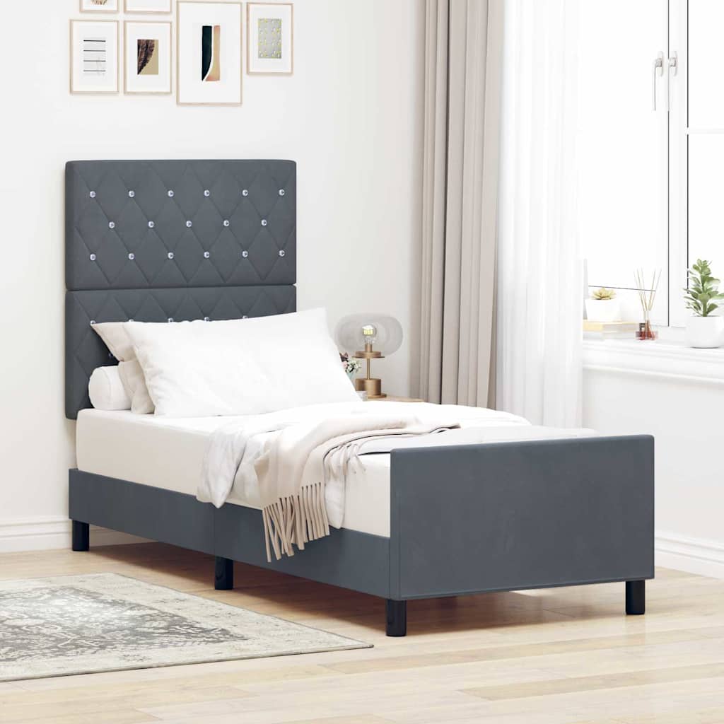 Box Spring Seng Med Hovedgærde Fløjl - Variant 3344838