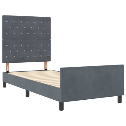Sengestel Med Hovedgærde Mørkegrå 90 X 190 Cm Fløjl - Billede 5
