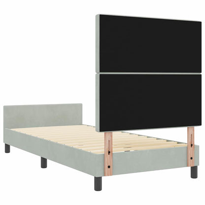 Sengestel Med Hovedgærde Lysegrå 90 X 200 Cm Fløjl - Billede 9