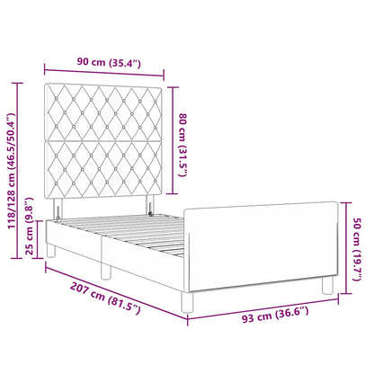 Sengestel Med Hovedgærde Mørkegrå 90 X 200 Cm Fløjl - Billede 13