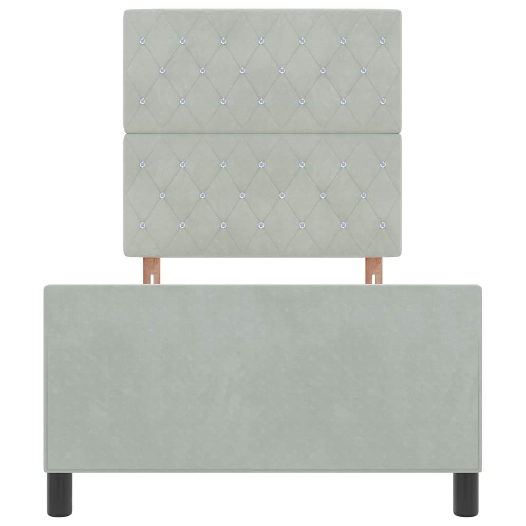 Sengestel Med Hovedgærde Lysegrå 100 X 200 Cm Fløjl - Billede 8