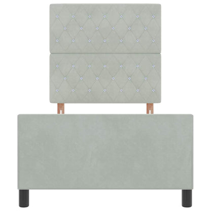 Sengestel Med Hovedgærde Lysegrå 100 X 200 Cm Fløjl - Billede 8