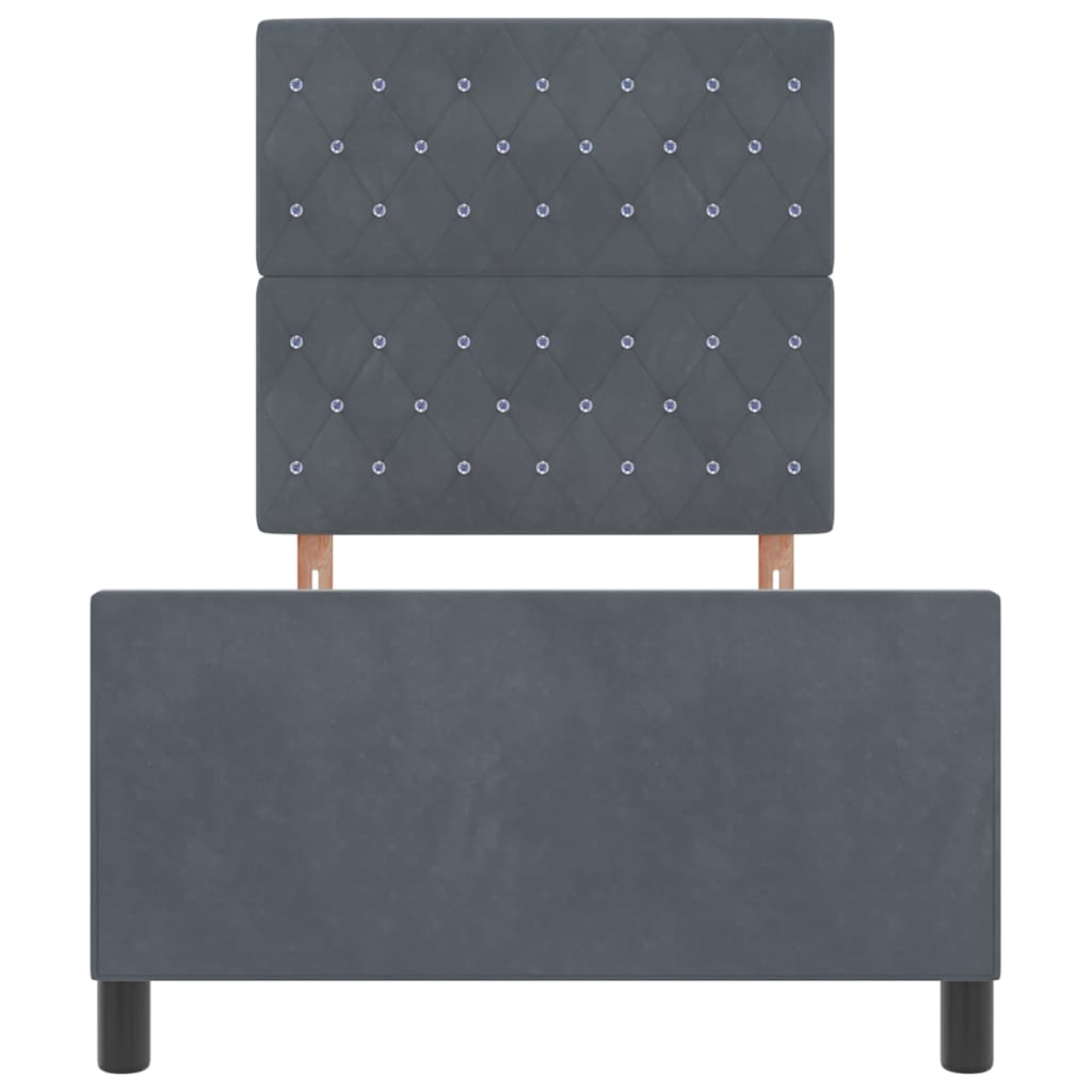 Sengestel Med Hovedgærde Mørkegrå 100 X 200 Cm Fløjl - Billede 8