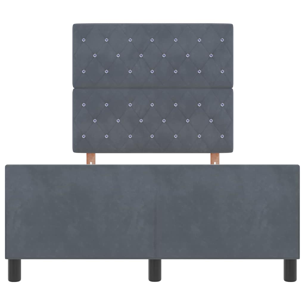 Sengestel Med Hovedgærde Mørkegrå 120 X 190 Cm Fløjl - Billede 8