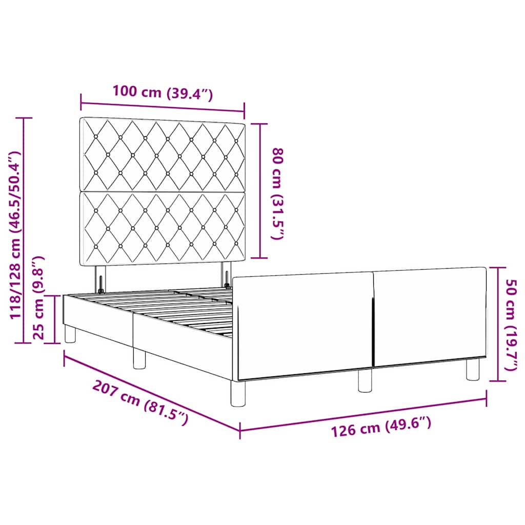 Sengestel Med Hovedgærde Mørkegrå 120 X 200 Cm Fløjl - Billede 13