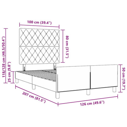 Sengestel Med Hovedgærde Mørkegrå 120 X 200 Cm Fløjl - Billede 13