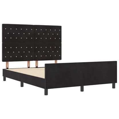 Sengestel Med Hovedgærde Sort 140 X 190 Cm Fløjl - Billede 5