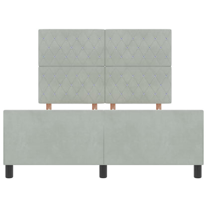 Sengestel Med Hovedgærde Lysegrå 140 X 200 Cm Fløjl - Billede 6