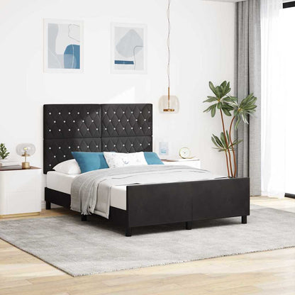 Sengestel Med Hovedgærde Sort 140 X 200 Cm Fløjl - Hovedbillede