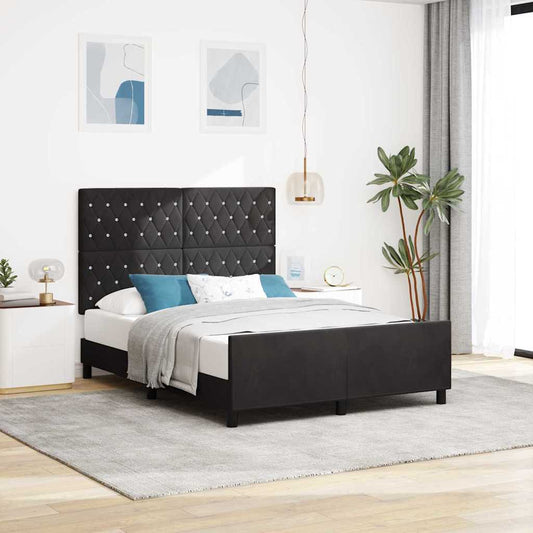 Sengestel Med Hovedgærde Sort 140 X 200 Cm Fløjl - Hovedbillede