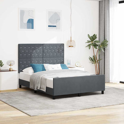 Sengestel Med Hovedgærde Mørkegrå 160 X 200 Cm Fløjl - Hovedbillede