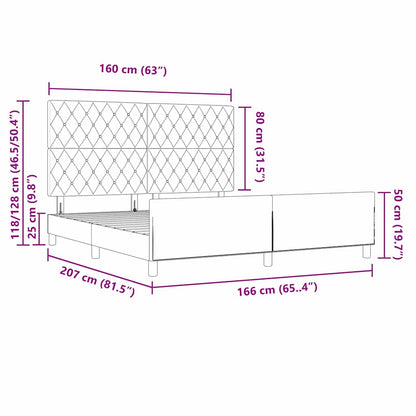 Sengestel Med Hovedgærde Sort 160 X 200 Cm Fløjl - Billede 13