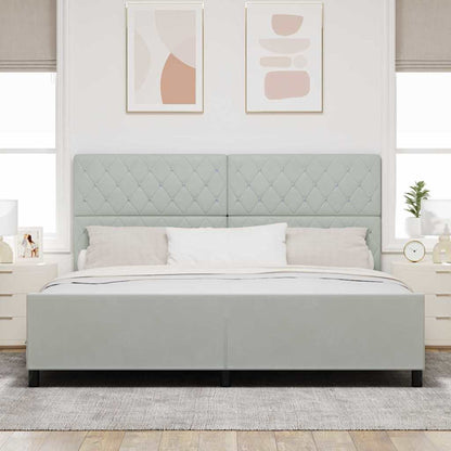 Sengestel Med Hovedgærde Lysegrå 200 X 200 Cm Fløjl - Billede 4
