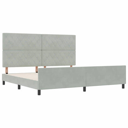 Sengestel Med Hovedgærde Lysegrå 200 X 200 Cm Fløjl - Billede 2
