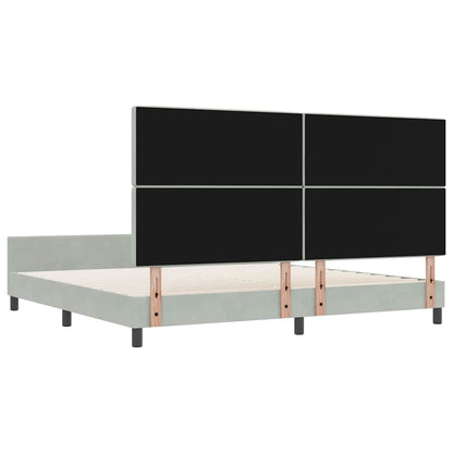 Sengestel Med Hovedgærde Lysegrå 200 X 200 Cm Fløjl - Billede 9