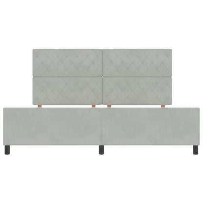 Sengestel Med Hovedgærde Lysegrå 200 X 200 Cm Fløjl - Billede 7