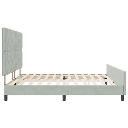 Sengestel Med Hovedgærde Lysegrå 200 X 200 Cm Fløjl - Billede 8