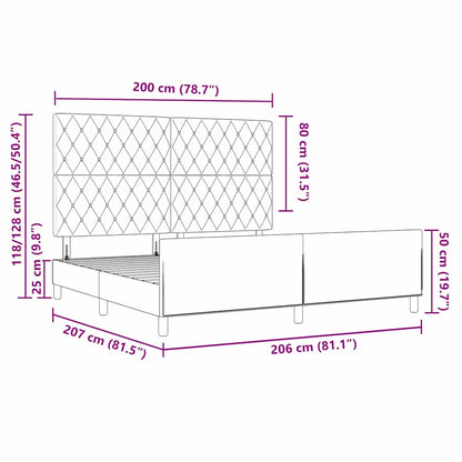Sengestel Med Hovedgærde Lysegrå 200 X 200 Cm Fløjl - Billede 13