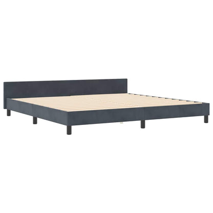 Sengestel Med Hovedgærde Mørkegrå 200 X 200 Cm Fløjl - Billede 2