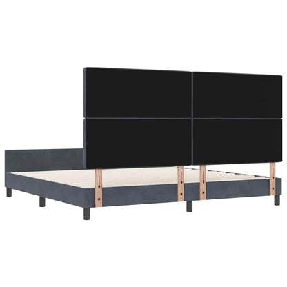 Sengestel Med Hovedgærde Mørkegrå 200 X 200 Cm Fløjl - Billede 9