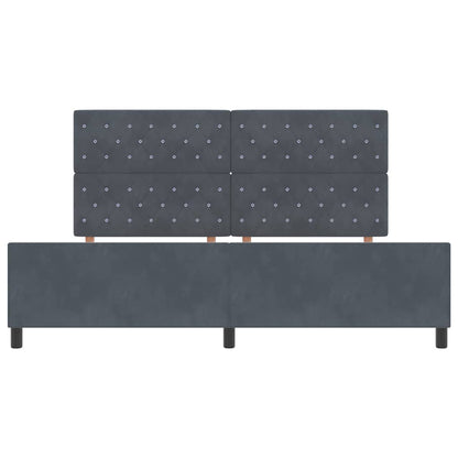 Sengestel Med Hovedgærde Mørkegrå 200 X 200 Cm Fløjl - Billede 7