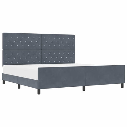 Sengestel Med Hovedgærde Mørkegrå 200 X 200 Cm Fløjl - Billede 3
