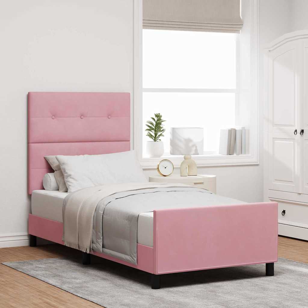 Box Spring Seng Med Hovedgærde Fløjl - Variant 3344920