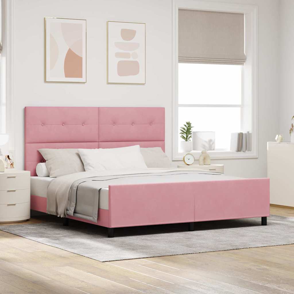Box Spring Seng Med Hovedgærde Fløjl - Variant 3344962