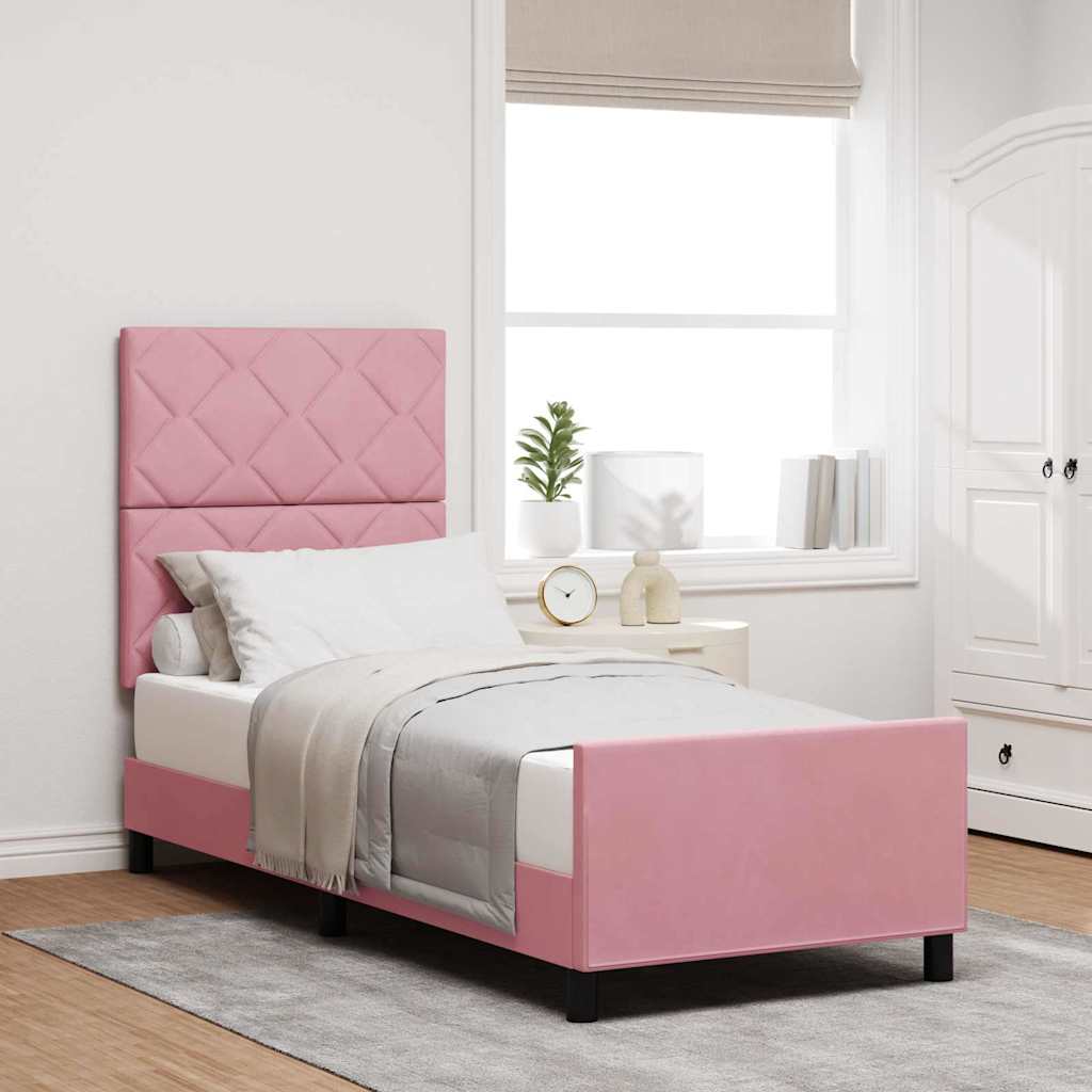 Box Spring Seng Med Hovedgærde Fløjl - Hovedbillede