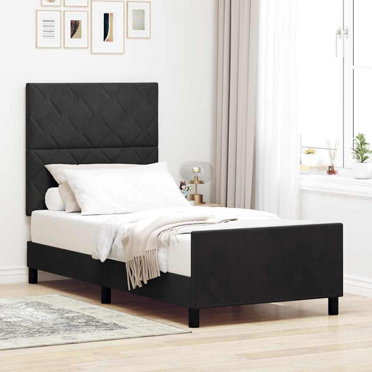 Sengestel Med Hovedgærde Sort 100 X 200 Cm Fløjl - Hovedbillede