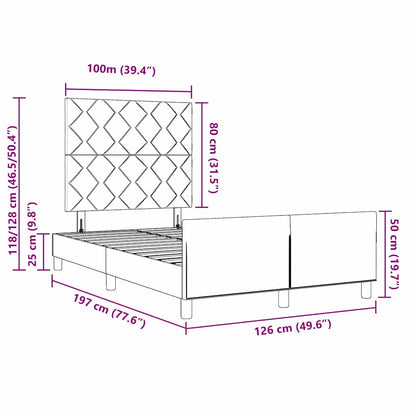 Sengestel Med Hovedgærde Sort 120 X 190 Cm Fløjl - Billede 13