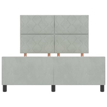 Sengestel Med Hovedgærde Lysegrå 140 X 190 Cm Fløjl - Billede 7