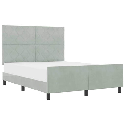 Sengestel Med Hovedgærde Lysegrå 140 X 190 Cm Fløjl - Billede 3