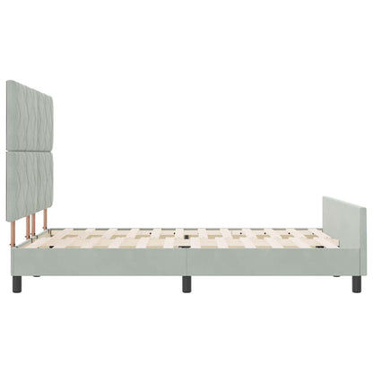 Sengestel Med Hovedgærde Lysegrå 140 X 190 Cm Fløjl - Billede 8