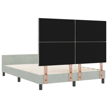 Sengestel Med Hovedgærde Lysegrå 140 X 200 Cm Fløjl - Billede 9