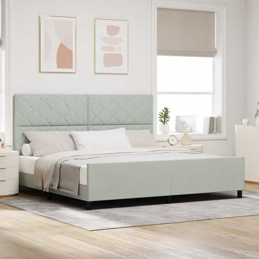 Sengestel Med Hovedgærde Lysegrå 200 X 200 Cm Fløjl - Hovedbillede