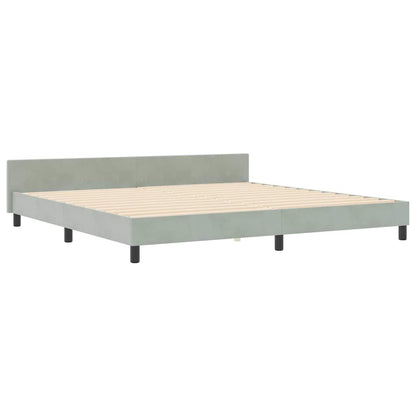 Sengestel Med Hovedgærde Lysegrå 200 X 200 Cm Fløjl - Billede 2