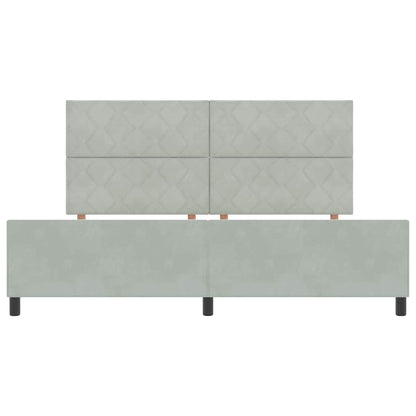 Sengestel Med Hovedgærde Lysegrå 200 X 200 Cm Fløjl - Billede 7
