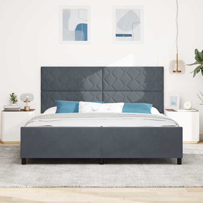 Sengestel Med Hovedgærde Mørkegrå 200 X 200 Cm Fløjl - Billede 4