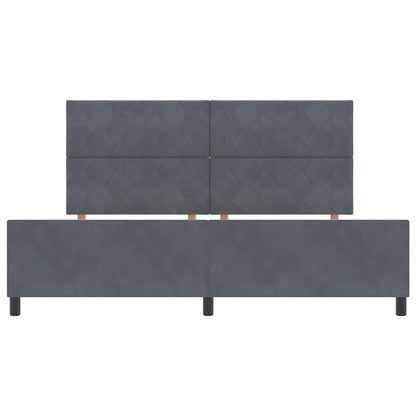 Sengestel Med Hovedgærde Mørkegrå 200 X 200 Cm Fløjl - Billede 7