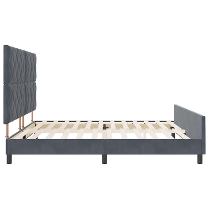 Sengestel Med Hovedgærde Mørkegrå 200 X 200 Cm Fløjl - Billede 8