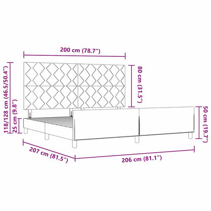Sengestel Med Hovedgærde Mørkegrå 200 X 200 Cm Fløjl - Billede 13
