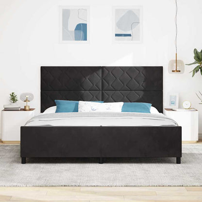 Sengestel Med Hovedgærde Sort 200 X 200 Cm Fløjl - Billede 4